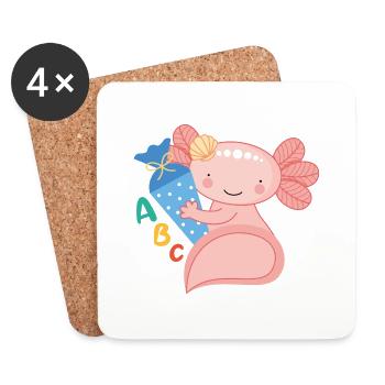 Axolotl with school cone school enrollment school child - Coasters (set of 4) - white - Front
