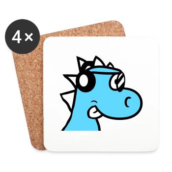 Cool DJ Dino Face Dinosaur Party Head Fun - Coasters (set of 4) - white - Front