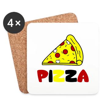 pizza - Dessous de verre (lot de 4) - blanc - Devant