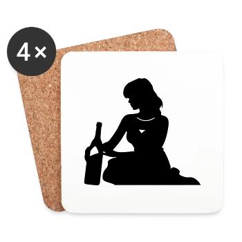 Silhouette Frau Drinking - Untersetzer (4er-Set) - Weiß - Vorne