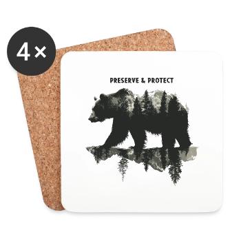 Preserve & Protect Black Bear Wilderness Environment Nature - Coasters (set of 4) - white - Front