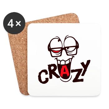 Crazy Visage Crazy Lunettes à monture de corne Yeux Grimace - Dessous de verre (lot de 4) - blanc - Devant