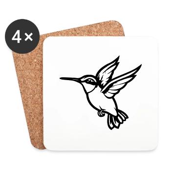 Colibri Oiseau - Dessous de verre (lot de 4) - blanc - Devant