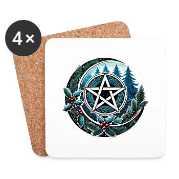 Yule Pentacle - Coasters (set of 4) - white - Front