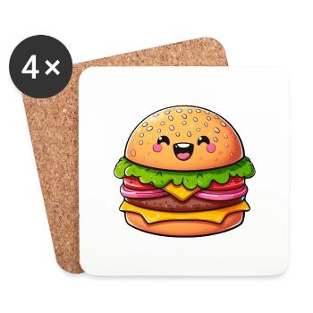 Kawaii Burger Genuss - Untersetzer (4er-Set) - Weiß - Vorne