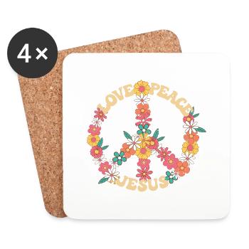Liebe Frieden Jesus Christ Hippie Jesus Christus - Untersetzer (4er-Set) - Weiß - Vorne