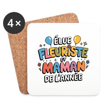 Elu fleuriste et maman de l'année - Dessous de verre (lot de 4) - blanc - Devant