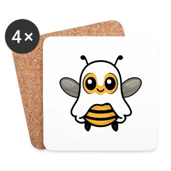 Abeille Halloween Bande dessinée Fantôme - Dessous de verre (lot de 4) - blanc - Devant