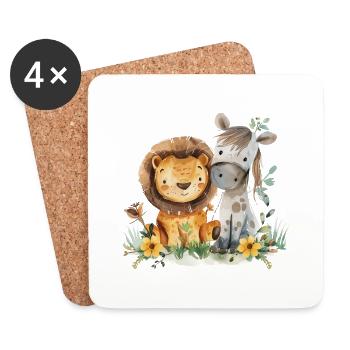 Cute Lion And Horse Friends - Untersetzer (4er-Set) - Weiß - Vorne