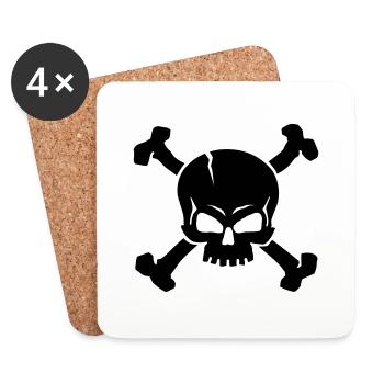 CROSSED SKULL - 1C - Untersetzer (4er-Set) - Weiß - Vorne
