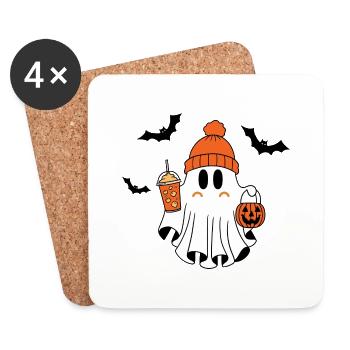 Niedliches Bougie-Geist-Halloween-Design | Kaffeegenuss & - Untersetzer (4er-Set) - Weiß - Vorne