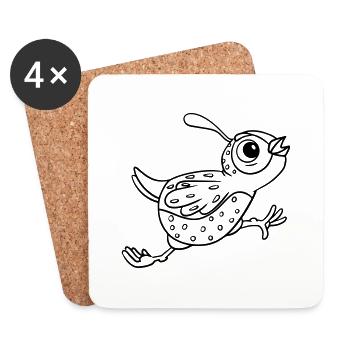 Die kleine Wachtel, Ausmalspaß für Kinderkleidung - Untersetzer (4er-Set) - Weiß - Vorne