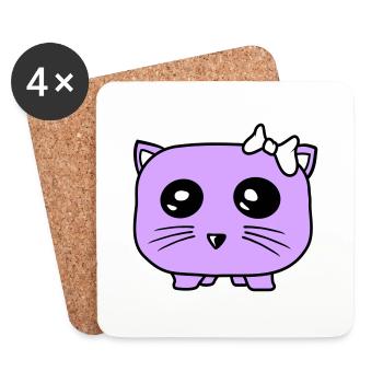 Girl Cat Pretty Bow Little Hamster Woman - Coasters (set of 4) - white - Front