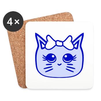 mignon fille chat jolie arc femme femme - Dessous de verre (lot de 4) - blanc - Devant