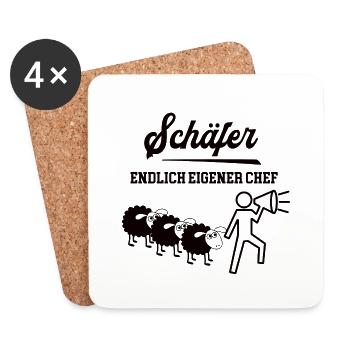 Schäfer Chef Selbstständigkeit Betrieb Gründen - Untersetzer (4er-Set) - Weiß - Vorne