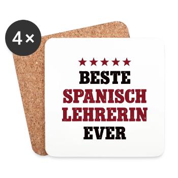 Beste Spanisch Lehrerin Schule Spanish Teacher - Untersetzer (4er-Set) - Weiß - Vorne