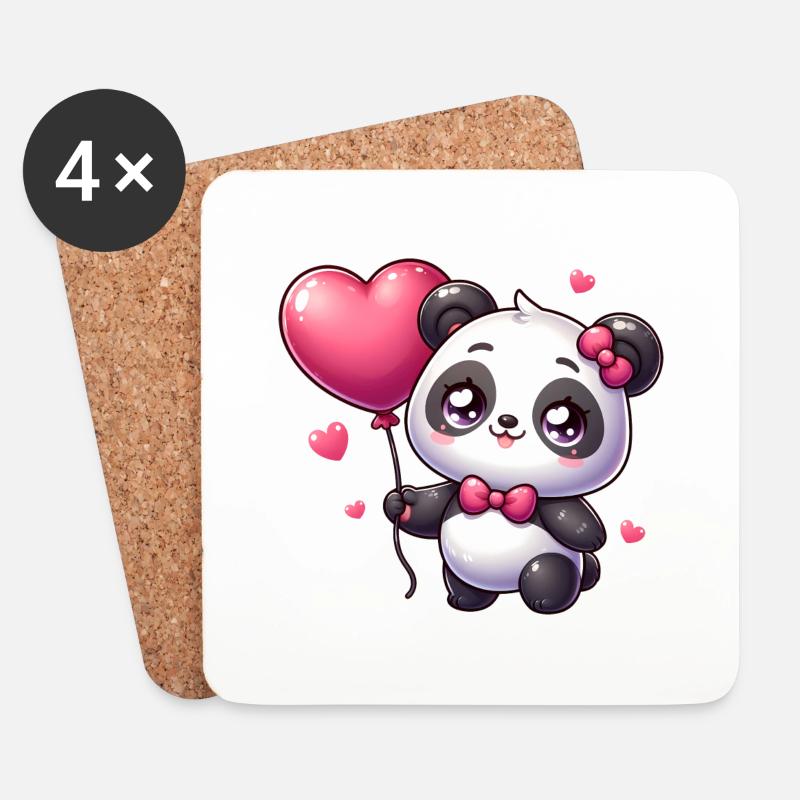 Kawaii Panda - Coasters (set of 4) - white