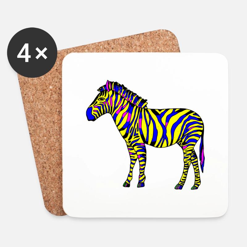 Zebra - Untersetzer (4er-Set) - Weiß