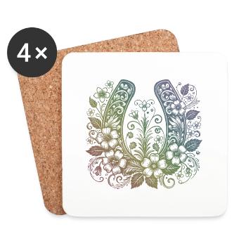 Fer à cheval - Dessous de verre (lot de 4) - blanc - Devant