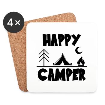 Camping camping-car caravane aventure - Dessous de verre (lot de 4) - blanc - Devant