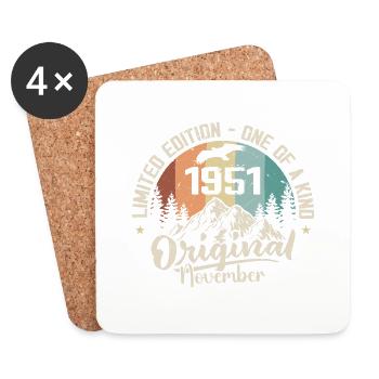 Original November 1951 Birthday November 1951 - Coasters (set of 4) - white - Front