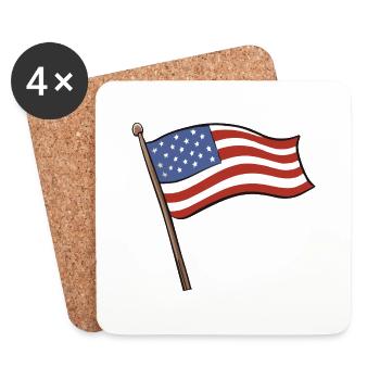 Drapeau des États-Unis - Dessous de verre (lot de 4) - blanc - Devant