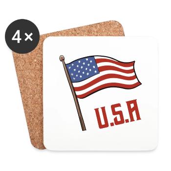 USA Flag - Coasters (set of 4) - white - Front