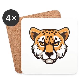 Guépard - Dessous de verre (lot de 4) - blanc - Devant