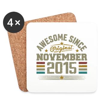 Novembre 2015 Cadeau Anniversaire | November 2015 - Dessous de verre (lot de 4) - blanc - Devant