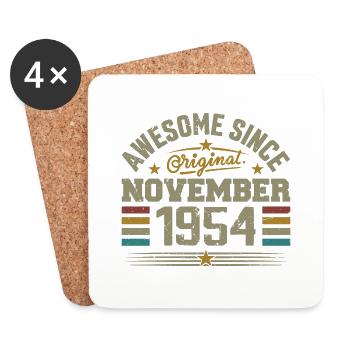 November 1954 Birthday Gift | November 1954 - Coasters (set of 4) - white - Front