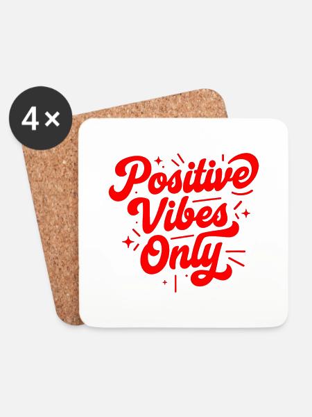 Nur positive Vibes - Untersetzer (4er-Set) - Weiß