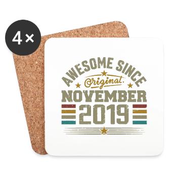 Novembre 2019 Cadeau Anniversaire | November 2019 - Dessous de verre (lot de 4) - blanc - Devant