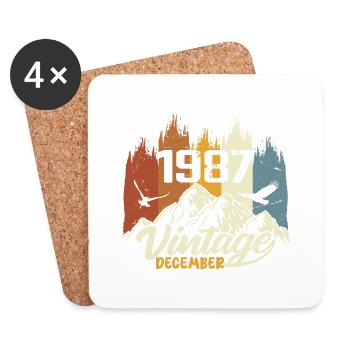 Cadeau d’anniversaire né en décembre 1987 - Dessous de verre (lot de 4) - blanc - Devant