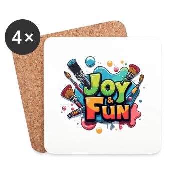 JOY AND FUN - Coasters (set of 4) - white - Front