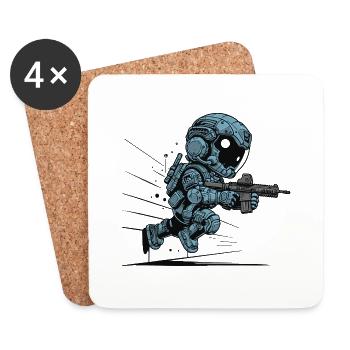kleiner süsser futuristicher soldat springend - Untersetzer (4er-Set) - Weiß - Vorne