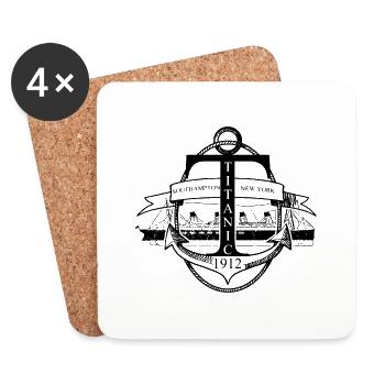 Titanic anchor and boat - Coasters (set of 4) - white - Front