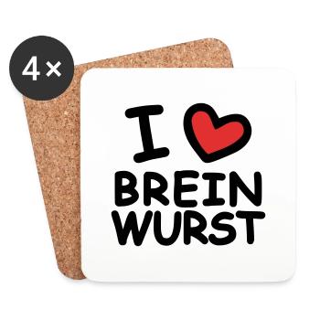 I Love Breinwurst - Untersetzer (4er-Set) - Weiß - Vorne