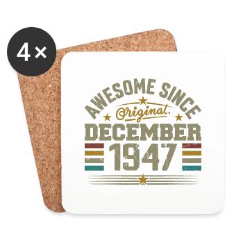 December 1947 - December 1947 Birthday Gift - Coasters (set of 4) - white - Front