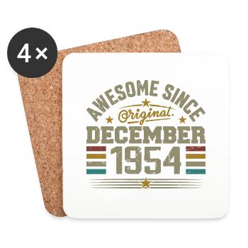 Décembre 1954 - Cadeau Anniversaire December 1954 - Dessous de verre (lot de 4) - blanc - Devant