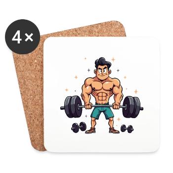 The King of Dumbbells - Coasters (set of 4) - white - Front