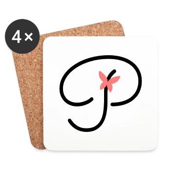 Buchstabe P Schmetterlingsbuchstabe - Untersetzer (4er-Set) - Weiß - Vorne