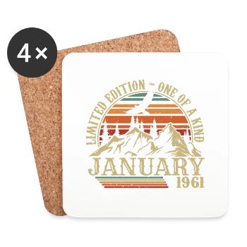 Janvier 1961 - Cadeau Anniversaire Janvier 1961 - Dessous de verre (lot de 4) - blanc - Devant
