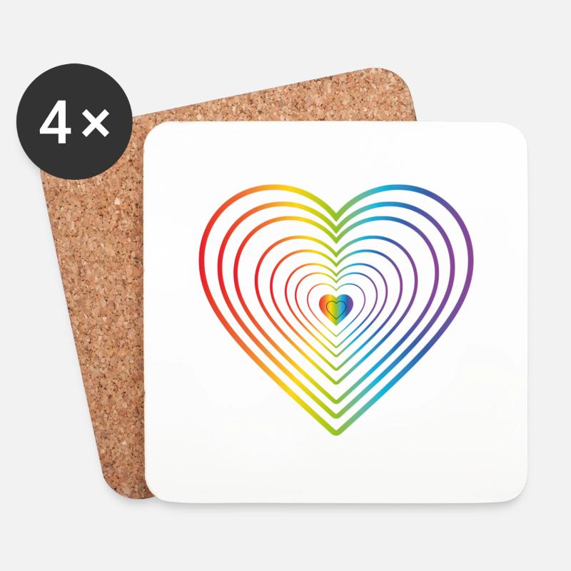 Colored Heart - Coasters (set of 4) - white