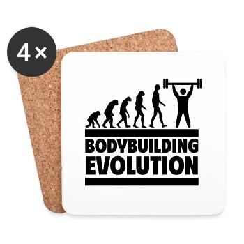 Bodybuilding Evolution Perfekt für Fitnessfans - Untersetzer (4er-Set) - Weiß - Vorne