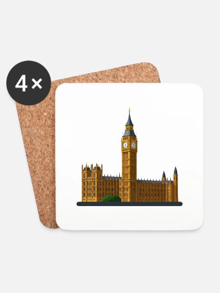 Big Ben mit dem London Eye - Untersetzer (4er-Set) - Weiß