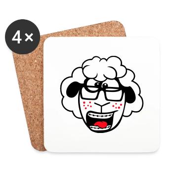 mouton nerd hornglasses fermoir lunettes geek smart - Dessous de verre (lot de 4) - blanc - Devant