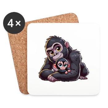 gorilla mother with child - Coasters (set of 4) - white - Front