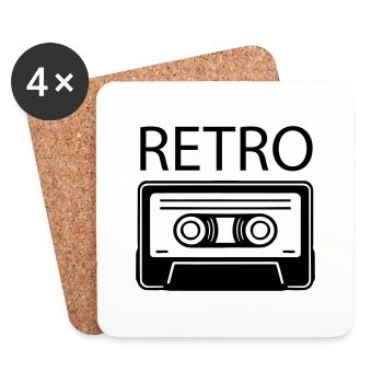Cassette Oldschool - Design RÉTRO - Dessous de verre (lot de 4) - blanc - Devant