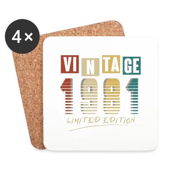 1981 Vintage 1981 born in 19844 years. Year - Coasters (set of 4) - white - Front