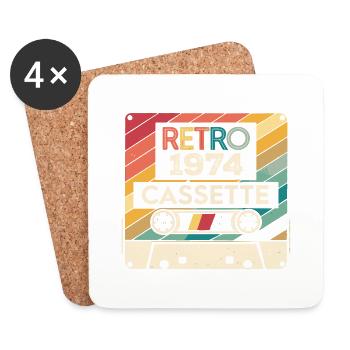 Retro 1975 Jahrgang 1974 - 1974 Geburtstagsgeschenk - Untersetzer (4er-Set) - Weiß - Vorne